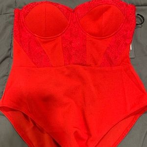 Red Hot Bustier Lace bodysuit